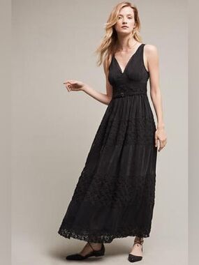 Floreat Tulie Maxi Dress Anthropologie intricate lace panels beads 6 SOLD OUT